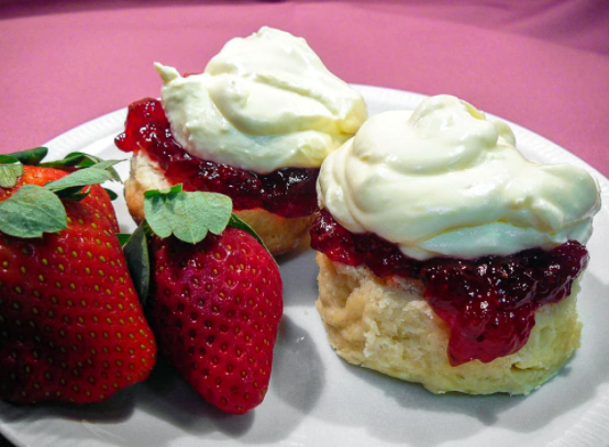 Classic scones with jam and clotted cream Classic scones with jam and clotted cream